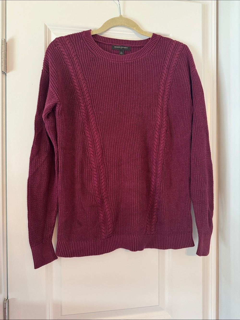 Banana Republic Women's Cable Crewneck Sweater - Berry Plum